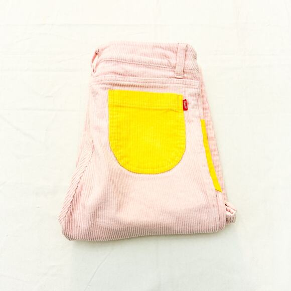 Hammies Vintage Color Block Pink Flare Leg Bell Bottom Corduroy Jeans Size 30 - Picture 1 of 8